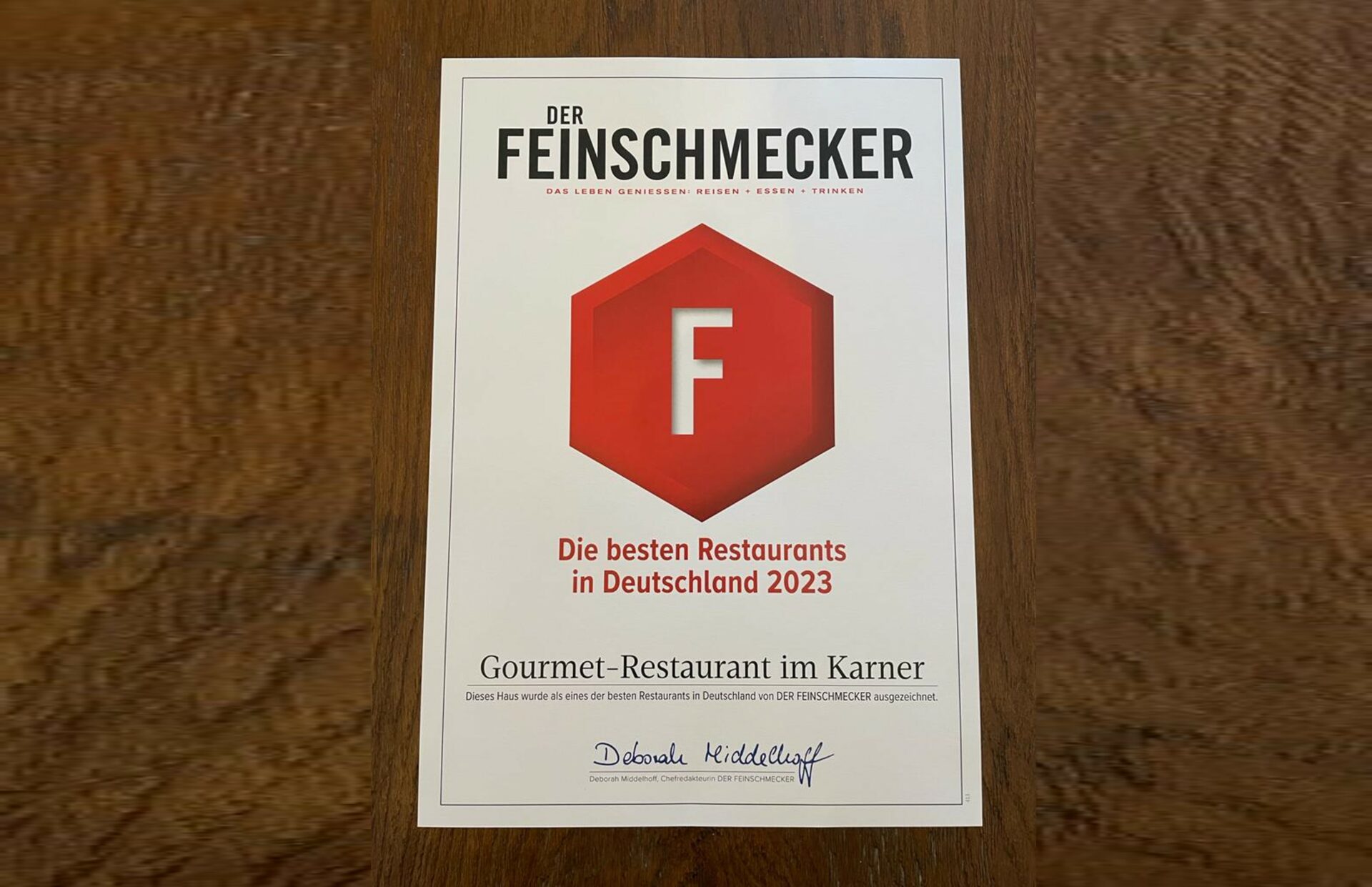 Feinschmecker 2023 Auszeichnung